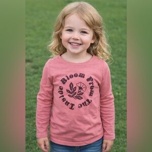 Kids Pink Graphic Long Sleeve Shirt